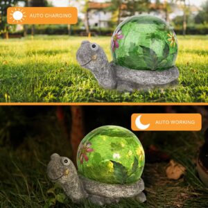 Solar Garden Statue Turtle Figurine Resin Statue with Solar LED Lights Garden Lawn Ornaments for Garden Patio Lawn Yard Outdoor Decorative