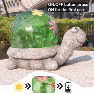 Solar Garden Statue Turtle Figurine Resin Statue with Solar LED Lights Garden Lawn Ornaments for Garden Patio Lawn Yard Outdoor Decorative