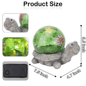 Solar Garden Statue Turtle Figurine Resin Statue with Solar LED Lights Garden Lawn Ornaments for Garden Patio Lawn Yard Outdoor Decorative