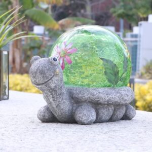 Solar Garden Statue Turtle Figurine Resin Statue with Solar LED Lights Garden Lawn Ornaments for Garden Patio Lawn Yard Outdoor Decorative