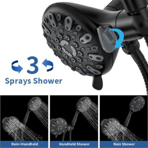 WRISIN Black Shower Faucet Set with Tub Spout (Valve Included), Black Shower Head and Handle Set, Shower Valve Kit with Shower Head and Handheld