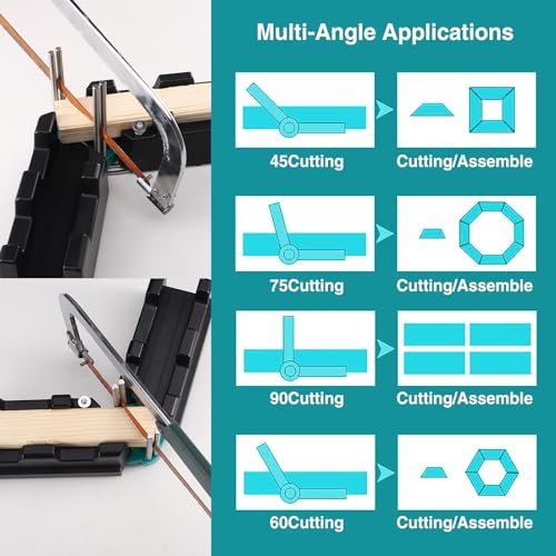 2 in 1 Mitre Measuring Cutting Tool- Miter Saw Protractor Measuring and Sawing Mitre Angles Cutting Tool Corner Clamp 85-180°Angle Measuring Tool for Home Improvement Carpentry Work