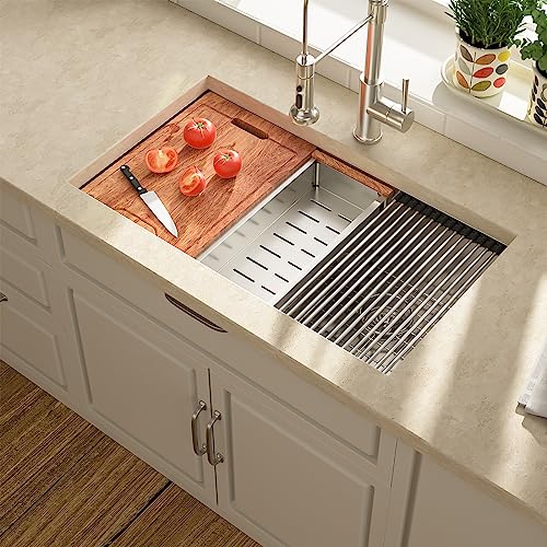 30 Undermount Sink Double Bowl - Lordear 30 Inch Kitchen Sink Ledge Workstation Double Bowl 50/50 Low Divide 16 Gauge Stainless Steel Undermount Kitchen Sink