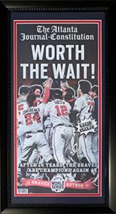 atlanta journal constitution 2021 world series braves baseball original 14x26 front page framed newspaper worth the wait! - get the authentic version!