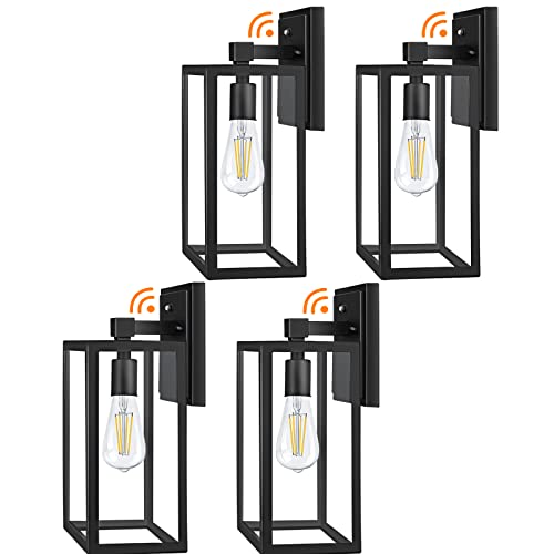 4 Pack Dusk to Dawn Outdoor Wall Light Fixtures, Exterior Light Fixtures Wall Mount, Sensor Porch Lights, Exterior Wall Sconce Lighting, Wall Lamp, Wall Lantern for Doorway, Garage (Bulb Included)