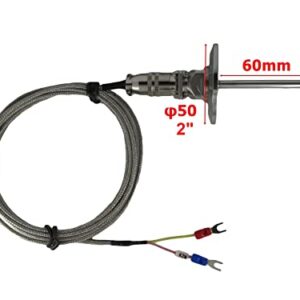 Tri-clamp Waterproof K Type Thermocouple Temperature Sensors Probe with Detachable Connector for Tri-Clamp Pipe Temperature Measurement
