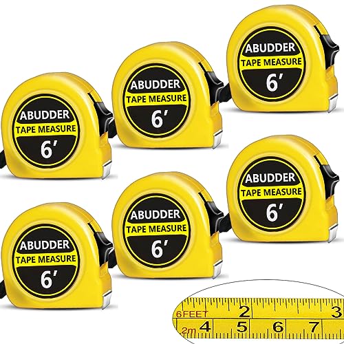 6 Pieces Tape Measures 6 ft,Metric Measuring Tape Retractable, Self-Locking Tape Measurer, Easy Read Imperial/Metric Scale Measurement Tape