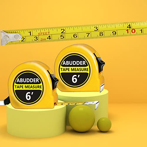 6 Pieces Tape Measures 6 ft,Metric Measuring Tape Retractable, Self-Locking Tape Measurer, Easy Read Imperial/Metric Scale Measurement Tape