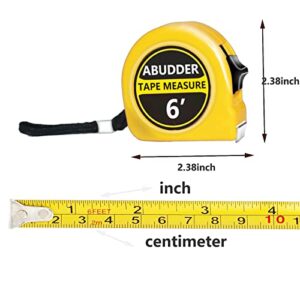 6 Pieces Tape Measures 6 ft,Metric Measuring Tape Retractable, Self-Locking Tape Measurer, Easy Read Imperial/Metric Scale Measurement Tape