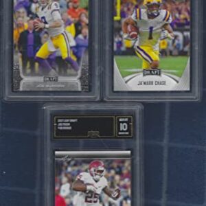 JOE BURROW JA'MARR CHASE & JOE MIXON LEAF DRAFT 3 CARD ROOKIE LOT GRADED GEM MINT 10 BENGALS STARS