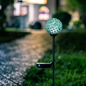 Afirst Solar Lights Outdoor Garden Decor - Mosaic Decorative Stakes Solar Powered Gazing Ball Light Landscape Solar Globe Lights for Yard Path Decoration