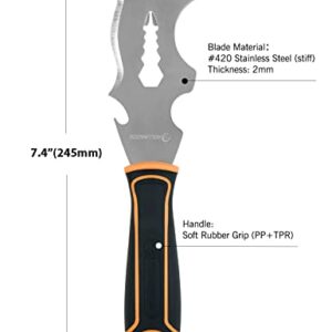 ROLLINGDOG 14 In 1 Painters Tool - Paint Scraper, Putty Knife Scraper Tool with Stainless Steel Blade, Soft Grip Handle and Metal Hammer End (3 Inches)