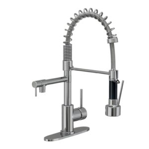 geobella kitchen faucet with pull down sprayer, commercial industrial modern single handle spring copper faucets for kitchen sink, chrome