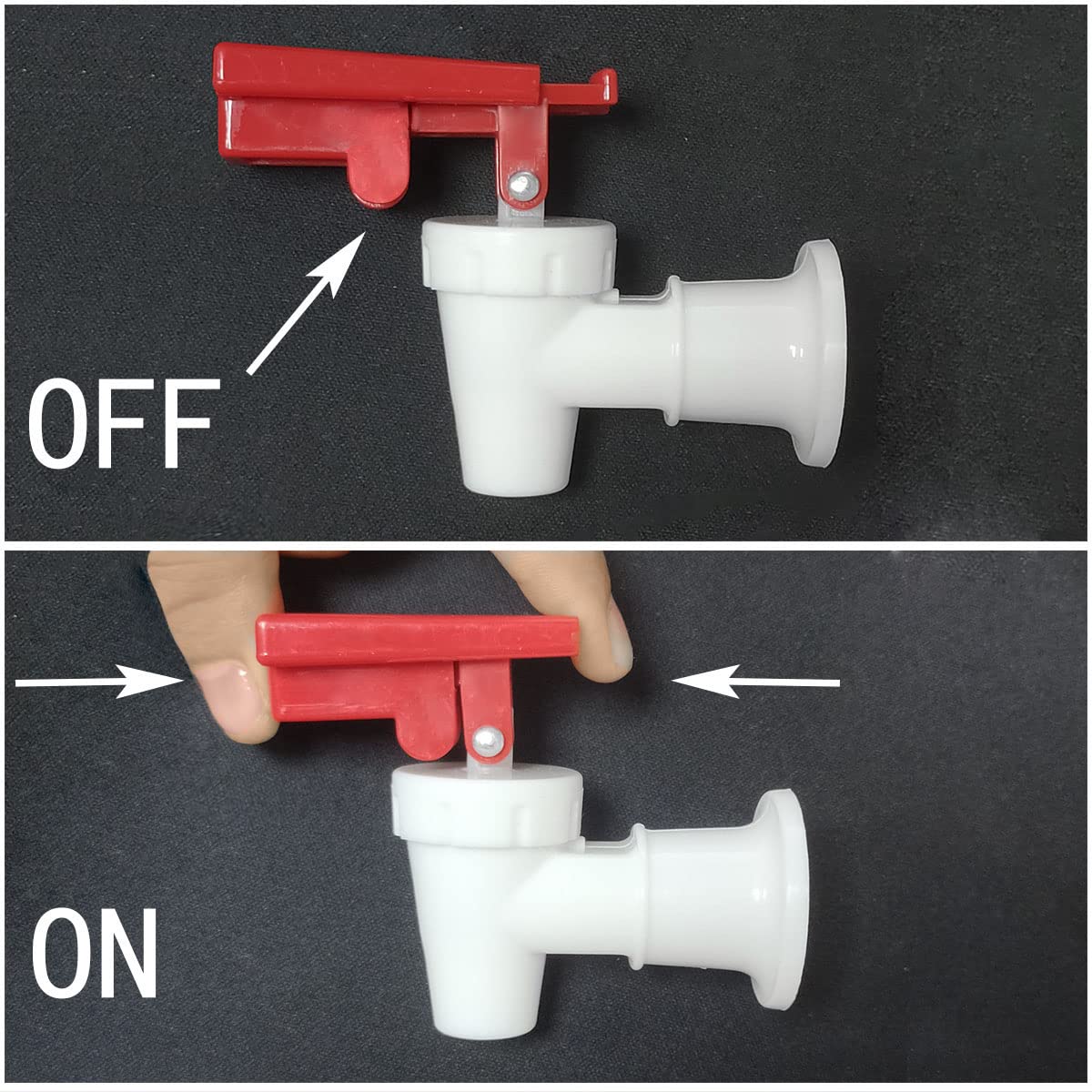 ITROLLE Water Cooler Faucet 2PCS White Plastic Water Cooler Spigots Reusable Spigot Spout Leak Proof Water Beverage Lever Pour Valve Water Crock Water Tap Blue and Red (Red Safety Lock)