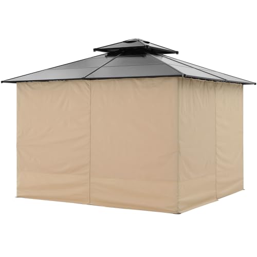 10x10 Double Roof Hardtop Patio Gazebo with Curtains and Netting by ABCCANOPY