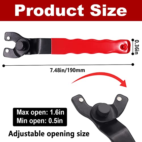 Dianrui Lock-nut Grinder Wrench(Red),Adjustable Grinder Wrench angle grinder wrench Suitable for most grinders K-023-R