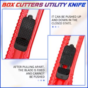 60 Pack Box Cutter Utility Knife Bulk 18 mm Wide Blade Plastic Cutter Retractable Compact Extended Safe Use for Office Home Arts Crafts Hobby, 3 Colors