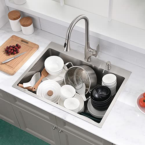 28 Inch Drop In Kitchen Sink Stainless Steel - 28 x 22 inch Drop-in or Topmount Kitchen Sink 16 Gauge Handmade Deep Topmount Kitchen Sink Single Bowl