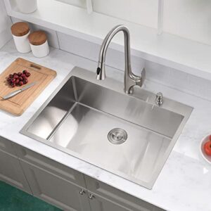 28 Inch Drop In Kitchen Sink Stainless Steel - 28 x 22 inch Drop-in or Topmount Kitchen Sink 16 Gauge Handmade Deep Topmount Kitchen Sink Single Bowl