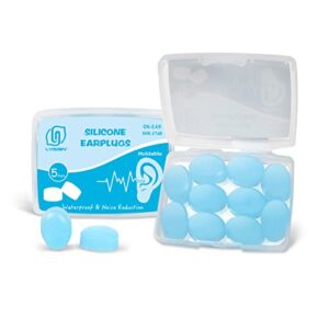lysian soft moldable silicone earplugs for sleep, 5 pairs, snr 27db noise cancelling sleeping ear plugs for swimming, travel, snoring(blue)