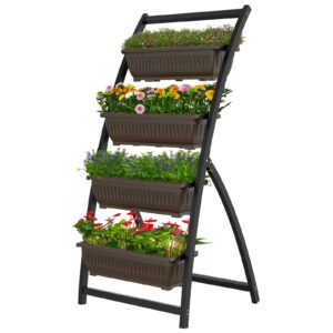 torevsior 6ft vertical garden planter, vertical elevated planter for plants, patio balcony indoor and outdoor (metal)