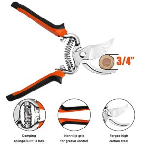 Gardening Shears Garden Clippers, Heavy Duty Tree Trimmers and Rose Pruning Shears, Professional Bypass Pruner Hand Shears, Hedge Clippers for Plants, Garden Tools Gardening Gift