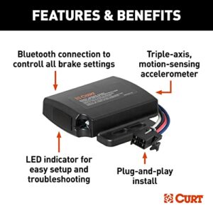 CURT 51190 Echo Under-Dash Electric Trailer Brake Controller with Bluetooth-Enabled Smartphone Connection, Proportional, Plastic