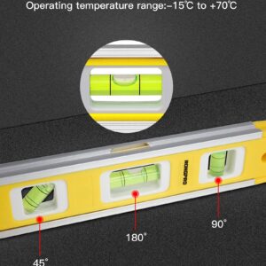 RONGPRO 9 Inch Torpedo Level, Magnetic Box Level with 45°/90°/180° Bubbles, Shock Resistant Bubble Level Tool for Measuring