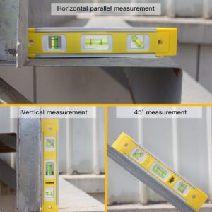 RONGPRO 9 Inch Torpedo Level, Magnetic Box Level with 45°/90°/180° Bubbles, Shock Resistant Bubble Level Tool for Measuring