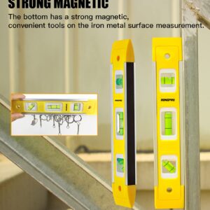 RONGPRO 9 Inch Torpedo Level, Magnetic Box Level with 45°/90°/180° Bubbles, Shock Resistant Bubble Level Tool for Measuring