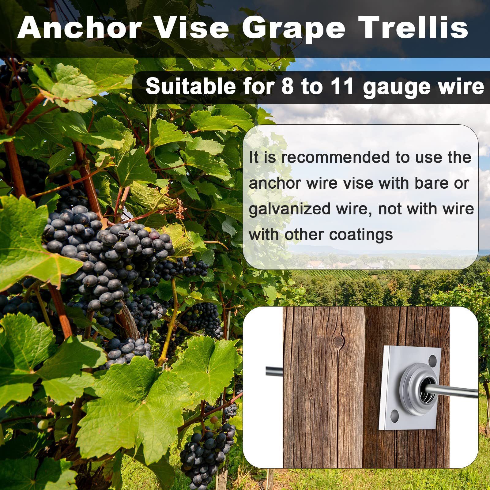 Anchor Wire Vise Anchor Vise Grape Trellis Anchor Vise for Tightening 8~11 Gauge Wire to Build Trellises, Vineyards, Fences and Arbors (5 Pieces)