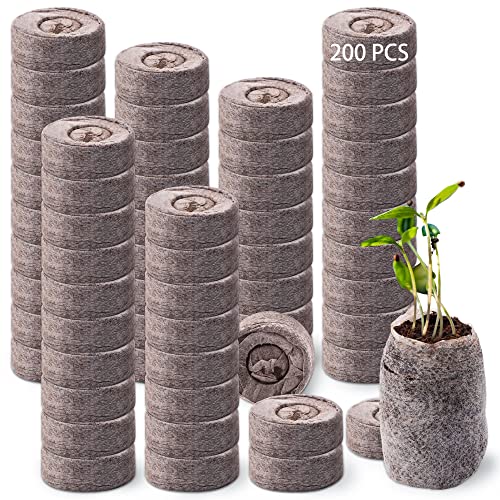 200 Pcs Peat Pellets Plant Starter,30MM Plant Starting Plugs,Fiber Soil Direct Plant Seeding Starters peat pellets for seedlings