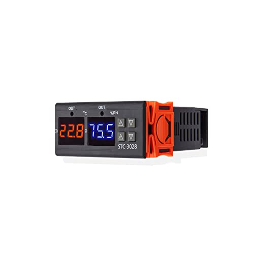 VIGELA STC-3028 AC110~230V All-Purpose Temperature and Humidity Controller with Dual Displays and Dual Relay Outputs(Shipping with 2 Sensors)