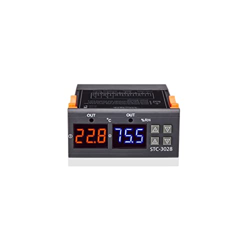 VIGELA STC-3028 AC110~230V All-Purpose Temperature and Humidity Controller with Dual Displays and Dual Relay Outputs(Shipping with 2 Sensors)