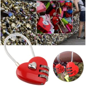 BALITY Combination Lock, 3 Digit Cute Love Padlock Mini Outdoor Combo Gate Lock Travel Luggage Locks Heart Shape Love Lock for Gym Locker, Extracurricular Locker, Home(red)