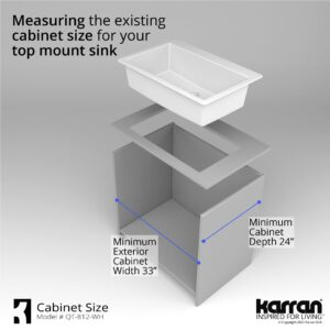 Karran QT-812 Top Mount 33 in. Large Single Bowl Quartz Kitchen Sink Kit in White