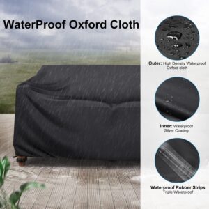 Heavy Duty Patio Sofa Cover Waterproof, Mrrihand 3-Seater Outdoor Sofa Loveseat Cover, Outdoor Patio Furniture Cover with Air Vent and Handles, 78" L×33" D×32" H, Black
