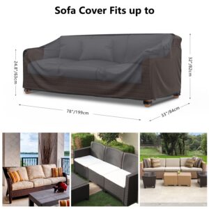 Heavy Duty Patio Sofa Cover Waterproof, Mrrihand 3-Seater Outdoor Sofa Loveseat Cover, Outdoor Patio Furniture Cover with Air Vent and Handles, 78" L×33" D×32" H, Black