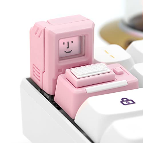 HELOIA Custom Keycaps for Esc Key and Tab Key - Magnetic Light Transmission Keycaps - Classic Retro Mechanical Backlit Keyboard Esc Tab Keycap for GK61 GK64 SK87 GH60 PC Gamer ect Most Keyboard(Pink)