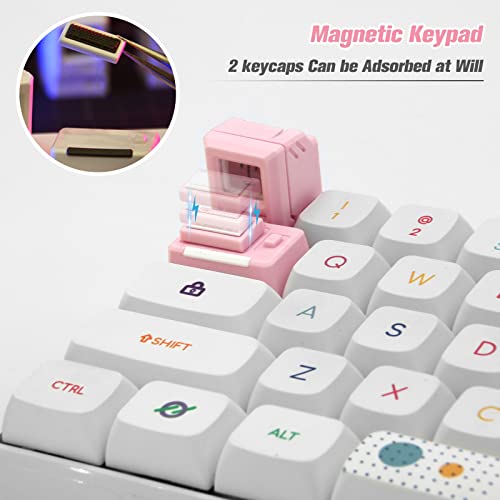 HELOIA Custom Keycaps for Esc Key and Tab Key - Magnetic Light Transmission Keycaps - Classic Retro Mechanical Backlit Keyboard Esc Tab Keycap for GK61 GK64 SK87 GH60 PC Gamer ect Most Keyboard(Pink)