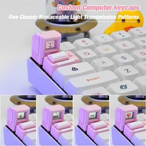 HELOIA Custom Keycaps for Esc Key and Tab Key - Magnetic Light Transmission Keycaps - Classic Retro Mechanical Backlit Keyboard Esc Tab Keycap for GK61 GK64 SK87 GH60 PC Gamer ect Most Keyboard(Pink)