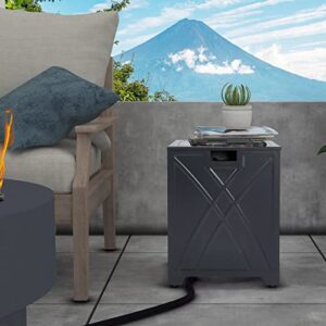 BAIDE HOME Propane Tank Cover Table, Square Propane Tank Holder Hideaway for 20 lb Propane Tank, Gas Tank Storage Side Table - Carbon Gray