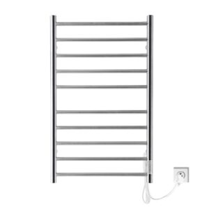 reecoo towel warmer wall-mounted electric towel racks for bathroom with timer, plug-in and hardwired options 24h thermostatic stainless steel drying heated towel rack suitable for homes, hotels