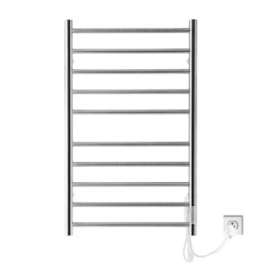 REECOO Towel Warmer Wall-Mounted Electric Towel Racks for Bathroom with Timer, Plug-in and Hardwired Options 24H Thermostatic Stainless Steel Drying Heated Towel Rack Suitable for Homes, Hotels