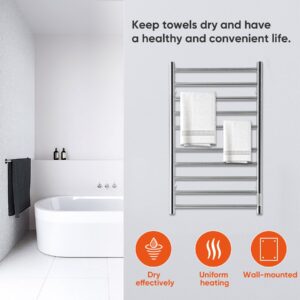 REECOO Towel Warmer Wall-Mounted Electric Towel Racks for Bathroom with Timer, Plug-in and Hardwired Options 24H Thermostatic Stainless Steel Drying Heated Towel Rack Suitable for Homes, Hotels