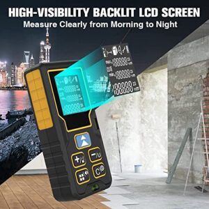 Laser Measure, MOOCK 229Ft/70M Laser Tape Measure Digital Laser Measurement Tool Laser Distance Measure, 2 Bubble Levels, LCD Backlit, M/in/Ft Unit, Measure Distance, Area, Volume, Pythagorean