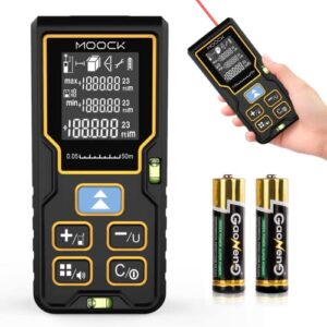 Laser Measure, MOOCK 229Ft/70M Laser Tape Measure Digital Laser Measurement Tool Laser Distance Measure, 2 Bubble Levels, LCD Backlit, M/in/Ft Unit, Measure Distance, Area, Volume, Pythagorean