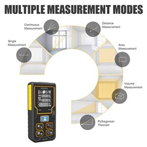 Laser Measure, MOOCK 229Ft/70M Laser Tape Measure Digital Laser Measurement Tool Laser Distance Measure, 2 Bubble Levels, LCD Backlit, M/in/Ft Unit, Measure Distance, Area, Volume, Pythagorean