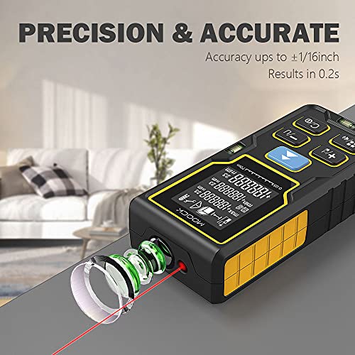 Laser Measure, MOOCK 229Ft/70M Laser Tape Measure Digital Laser Measurement Tool Laser Distance Measure, 2 Bubble Levels, LCD Backlit, M/in/Ft Unit, Measure Distance, Area, Volume, Pythagorean