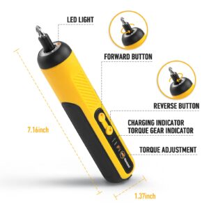 KREBS 4V Electric Screwdriver, Cordless Screwdriver Kit, 5Nm with 25 pieces Electric Screwdriver Bits Kit, 1500mAh, LED Flashlights, Bit Holders and Storage box, Power Screwdriver